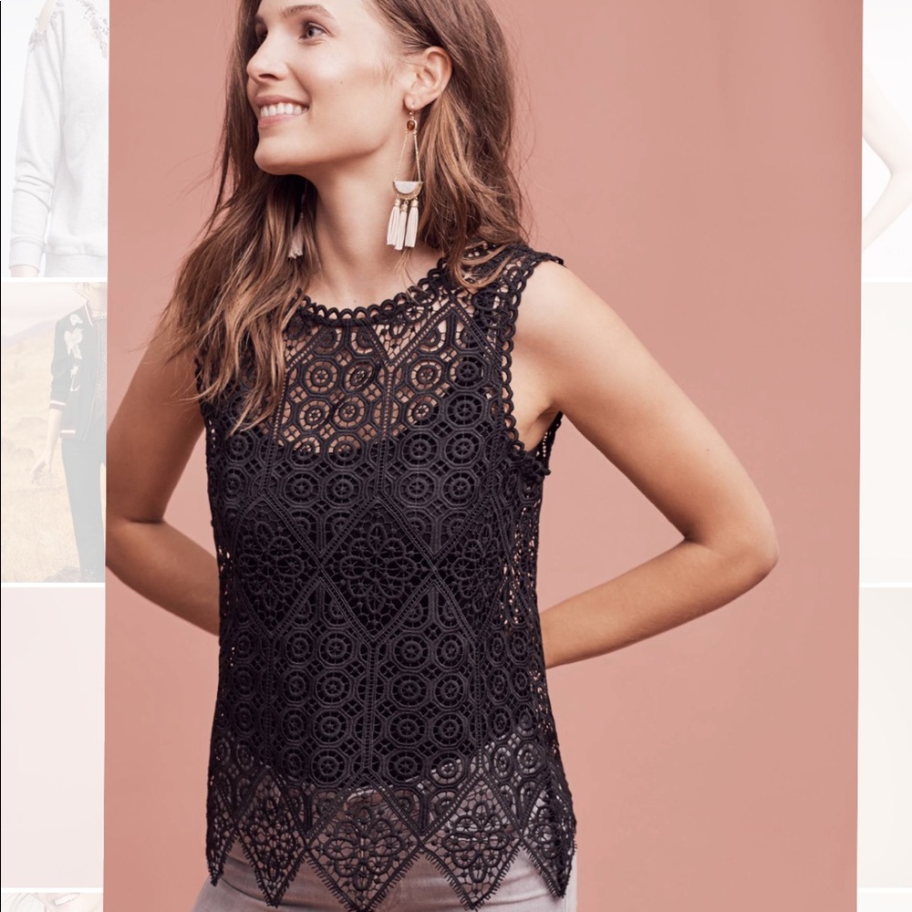 ANTHROPOLOGIE: Black Crochet Tank